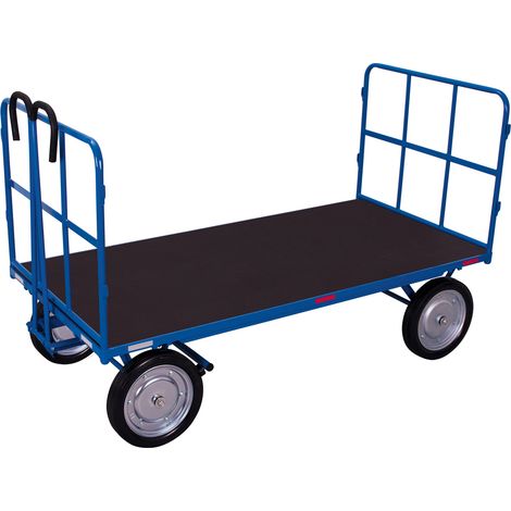 VARIOfit Handpritschenwagen mit 2 Rohrgitterwänden Vollgummibereifung 1.540 x 800 mm Traglast 1.000 kg