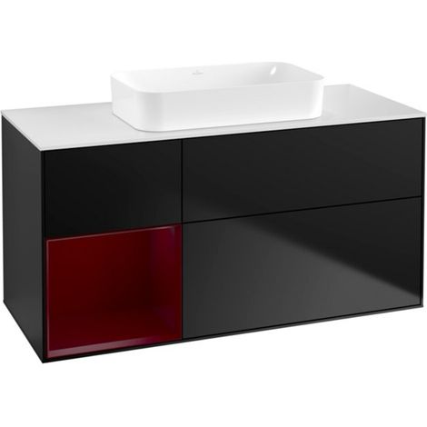 V&B Waschtischunterschrank Wandbeleuchtung Finion 120x60 cm, Reg re Peo, bla matt lacquer (1/2)