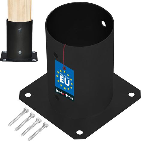 KOTARBAU® Support Poteau Bois - Acier Revêtu par Poudre - ⌀ 100 mm - Noir - Pied de Poteau - Fixation Robuste - Résistant à la Corrosion (1/5)