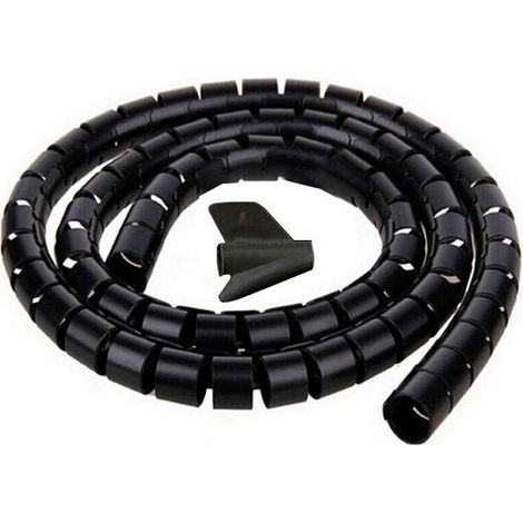 Cache Cable, 2m - ∅22mm, Noir, 2m Gaine Souple Electrique Cable Management pour Ranger ou Cacher les TV PC Câbles, Gestion des Câbles pour Maison et Bureau (1/5)