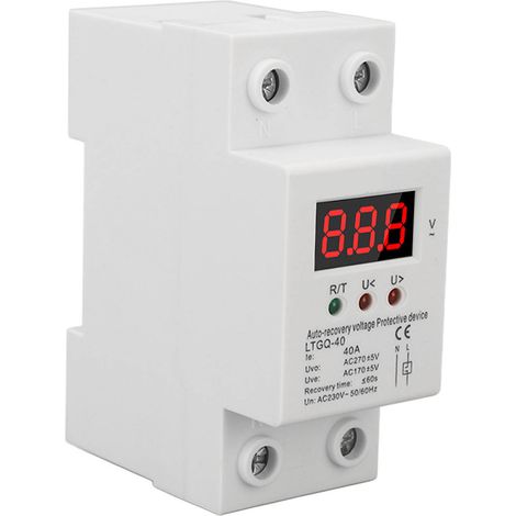 Über- und Unterspannungsschutz mit automatischer Wiederherstellung, Schutzrelais, Digitalanzeige, 2-polig, 230 V AC, 40 A (LTGQ-40) (1/5)