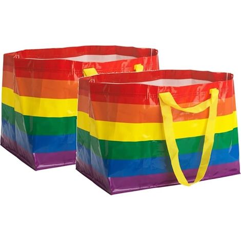 Lot de 2 grands sacs réutilisables arc-en-ciel de 71 L (1/4)