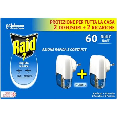RAID LIQUIDO ELETTRICO ANTIZANZARE IN SET DA 2 DIFFUSORI CON RICARICA (1/5)