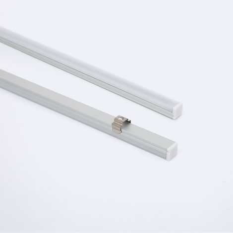 Aluminiumprofil Aufbau 8x8 mit für LED Streifen bis 6 mm Aluminium 2 m Weiß transluzent (1/4)