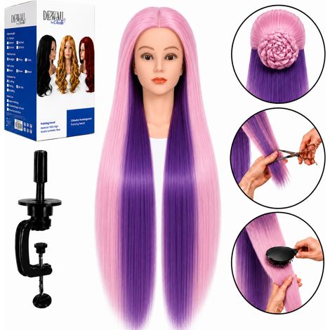 Cabeza de entrenamiento de peluquería térmica Iza de 90 cm + soporte (1/5)