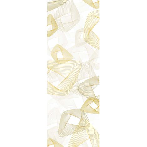 Papier peint panoramique blanc & doré moderne | Tapisserie panoramique salon & chambre adulte design | Papier peint panoramique à motif pour couloir - 280 x 100 cm (1 pièce) (1/2)