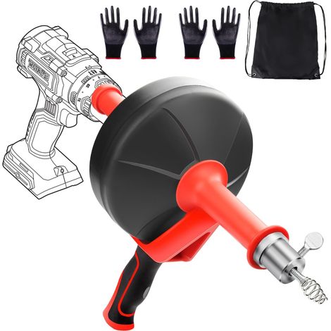 Furet Deboucheur Canalisation 13 Mètres Deboucheur WC Déboucheur Evier Haute Pression Automatique Furet Plomberie Inclut Deux Paires De Gants pour Nettoyage Des Tuyaux (1/5)
