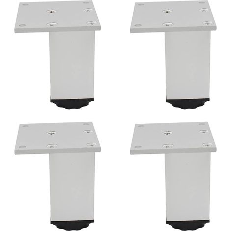 Pieds de meubles réglables en aluminium, lot de 4, pour meubles, canapés et tables, argent, 8 cm (plage de réglage 80-98 mm) (1/5)