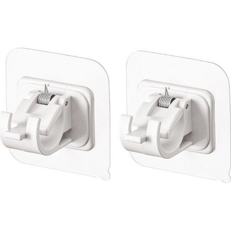 4 Pièces Support Tringle Rideaux sans Percage Plastique Crochet Rideau Adhesifs Porte-Tringles Support Rideau sans Percage Crochets pour la Maison,la Salle de Bain (1/5)