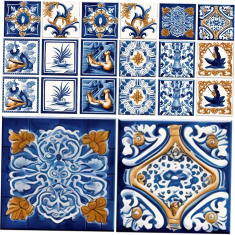 Autocollants pour Carrelage à Décoller et Coller Pvc Étanche 10x10 Cm Motif Marocain Vintage la Cuisine Murale 20 Pièces Décor Maison Facile à Poser (1/5)