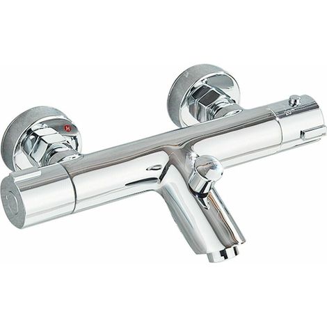 Mitigeur thermostatique mural pour baignoire finition chromée brillante, robinet thermostatique sortie baignoire + raccord douchette, corps laiton massif entraxe 150mm anti-brûlure pour salle de bain (1/5)