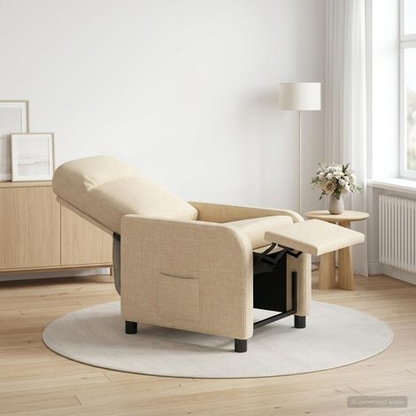 vidaXL Recliner Crema Tela (1/5)