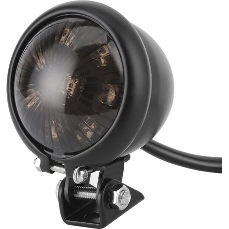 Feu arrière LED pour moto 12V, feu stop universel avec tige filetée et vis de fixation, boîtier noir, lentille fumée (1/5)