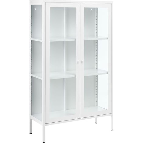 Vitrine mit Glastüren NASH Metall 90 cm Weiß (1/5)