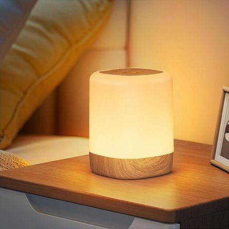 Lampe de Chevet Tactile, LED Veilleuse Bébé, Lumières Chaudes et 256 Couleurs RVB Changeantes, Veilleuse Rechargeable, avec Minuteur, Lampe de Table Sans Fil pour Chambre, Salon à poser (1/4)