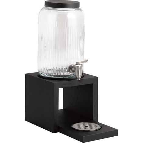 Distributeur de boissons VALO, socle en bois de chêne noir vernis imperméable, récipient en verre 3,8 litres, robinet en acier inoxydable (1/5)