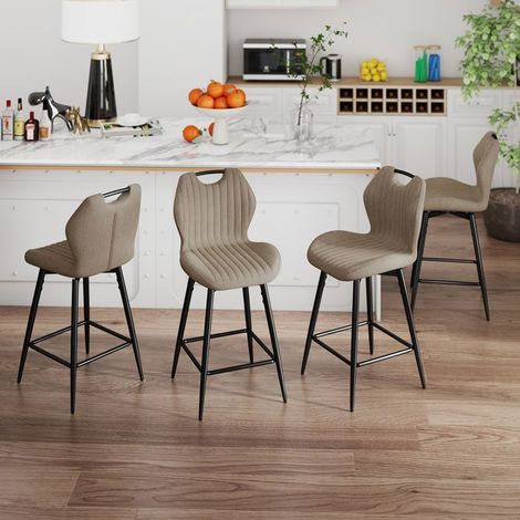 Tabourets de bar - WAFTING - Lot de 4 - Pivotant 360° - Dossier ergonomique - Assise 65 cm (1/5)