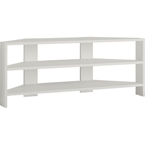 Mobiler Eck-TV-Ständer mit 3 Ablagen 110x36cm Thales - Weiß