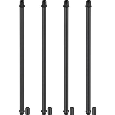 Kit Tige de Lampe à Tube Droit, 4 Ensemble M10 Acier au Carbone 300mm(11.81") Long Tige Filetée à Double Extrémité avec Écrous D'Accouplement Connecteur à Manchon, Noir (1/5)