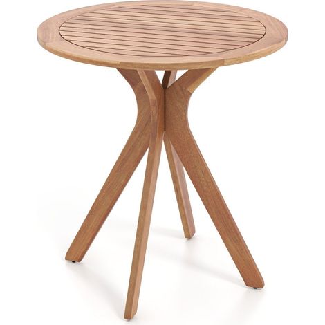Wetterfester gartentisch aus akazienholz runder holztisch beistelltisch balkontisch bistrotisch (1/5)