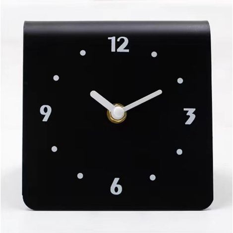 Horloge de bureau simple et moderne à mouvement silencieux en métal noir, idéale pour la chambre, le salon ou toute autre pièce de la maison. (1/5)