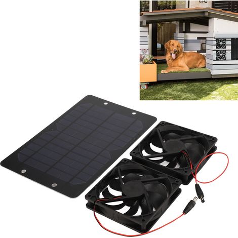 10-W-Solarventilator, Doppelventilator, wasserdicht, tragbarer Außenventilator mit 2 Abluftventilatoren für Hühnerställe und Gewächshäuser (1/5)