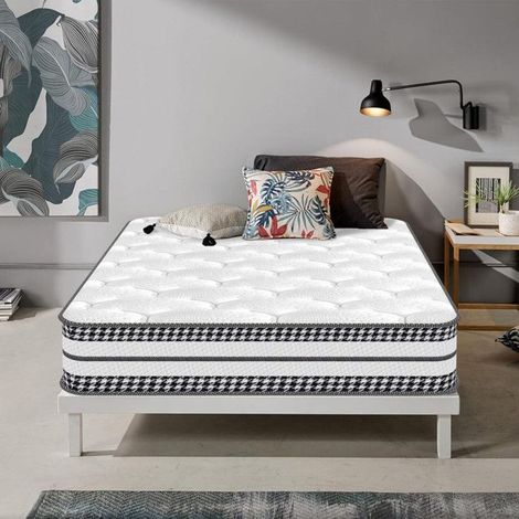 Matelas 90x200 cm - Ep 26 cm, Hybride - Ressorts Ensachés + Mousse mémoire de Forme - Soutien Mi-Ferme - Ergonomique (1/5)