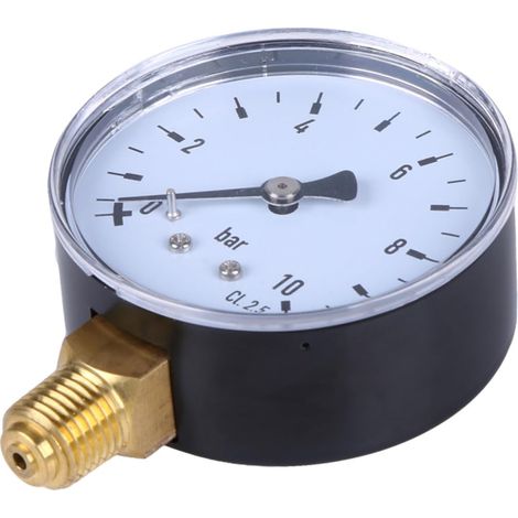 Manomètre de Pression Bar Npt pour Compresseur Air Petite Portable Boîtier Métallique Compatible Eau Huile Gaz Non Corrosifs (1/5)