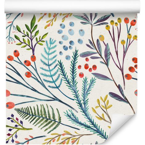 Papier peint végétal style rétro pour salon et chambre 50x1000 cm (1/5)