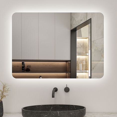 70x50cm Illuminated Backlit LED Bathroom Mirror with Optional 3 Colour Light Anti-fogļ¼Touch Switch