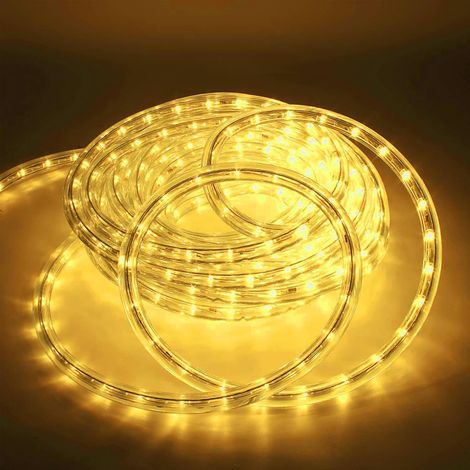 Tube LED Lumineux 12M - Guirlande Flexible PVC - Éclairage Blanc Chaud IP65 - Déco Jardin Fête Maison - Diamètre 13mm