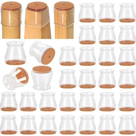 32 protections pour pieds de chaise pour sols en bois, protections en silicone pour protéger les sols en bois et carrelage, patins en feutre, protections pour pieds de meubles (petit format) (1/5)