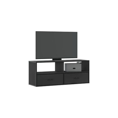 Meuble TV noir 100x31x39,5 bois d'ingénierie et métal (1/5)