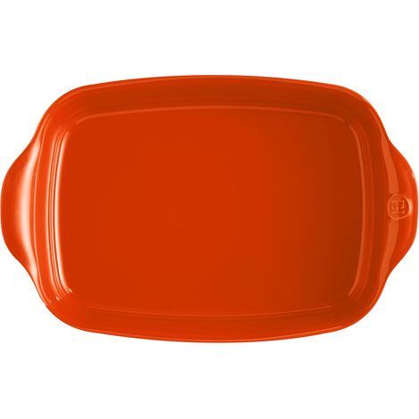 Plat à four rectangulaire 36 cm le bon plat en céramique émaillée orange Toscane Emile Henry (1/2)