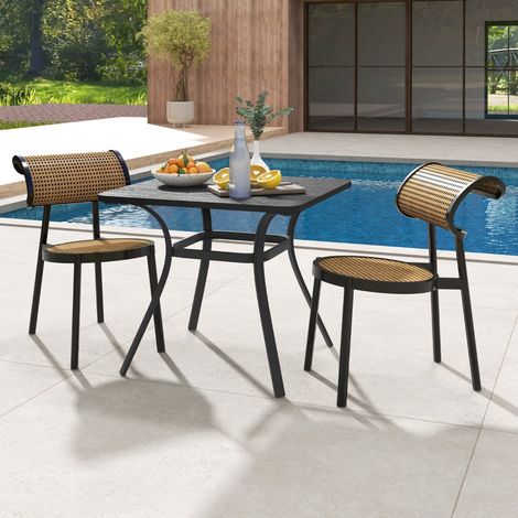 Table de Salle à Manger de Patio en Métal 80 x 80 CM Table d'Appoint Carrée avec 4 Pieds Incurvés Table d'Extérieur pour 4 Personnes Gris Maison Chic (1/5)
