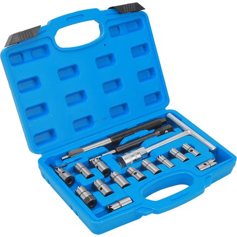 Kit de 17 pièces aléseurs plats et inclinés en acier au carbone pour nettoyage et fraisage de siège d'injecteur diesel, outil de démontage (1/5)