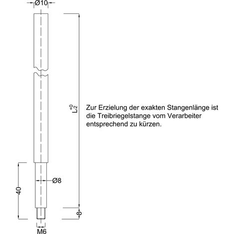 BMH Treibriegelstange 1100, 1500 mm, für unten, Stahl verzinkt