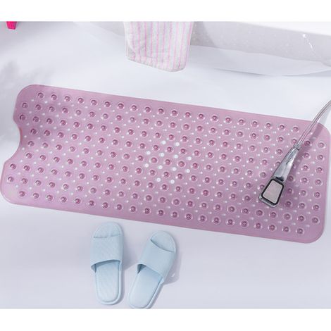 Duschmatte 40 x 100 cm, PVC, rutschfest, mit Saugnäpfen, für Zuhause, Rosa (1/3)