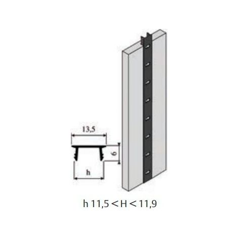 Vachette – Crémaillère pour étagère aluminium à encastrer 2 m – Alu brut – Pour bois dur – 290223 (1/5)