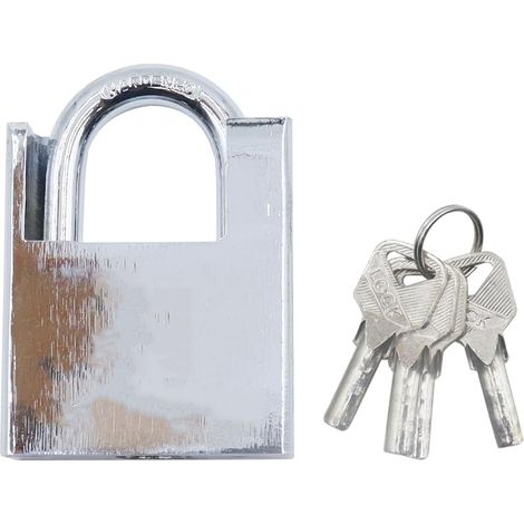 Cadenas haute sécurité, 60 mm, lot de 4 clés, pour casier, valise, entrepôt, garage, clôture, école (1/5)