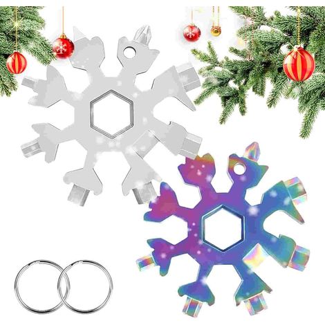 Outil Multifonction Flocon De Neige - Acier Inoxydable - 18 Fonctions - Pour Réparation Cycliste, Snowboard, Camping, Bricolage Léger - 2 Pièces (1/5)
