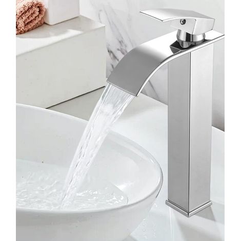Bathroom Faucet, Bathroom Faucet, Waterfall Faucet for Bathroom with Beautiful Design, Bathtub Faucet for Cold and Hot Water - Chrome (1/5)