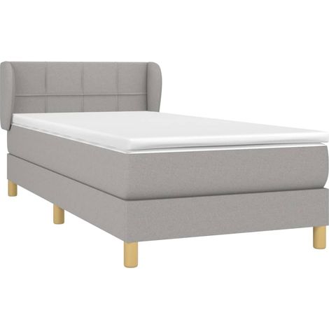 vidaXL Giroletto a Molle con Materasso Grigio Chiaro 90x200 cm Tessuto (1/4)