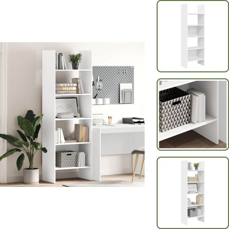 The Living Store Libreria Bianca 60x35x180 cm in Legno Multistrato - Libreria moderna