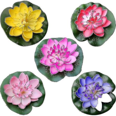 Ensemble de 5 accessoires décoratifs en forme de rose, 10 cm, détecteur de mouvement, design flottant.-AquaForge (1/4)