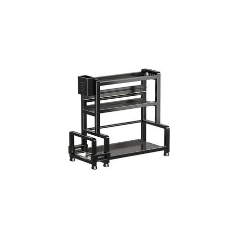Étagère à épices, étagère de rangement multifonctionnelle pour épices de cuisine, avec seau à couverts et organisateur de planche à découper et crochet, 382136 cm-double couche (1/5)
