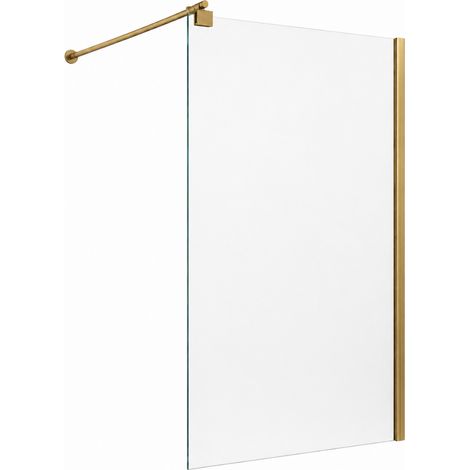 OTITEC Paroi de douche PRAIA 100 x 200 cm doré brossé verre transparent 6 mm (1/4)
