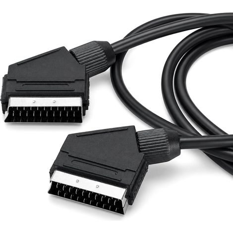 Câble Péritel 2 Pièces 1,5 m, 21 Broches Mâle vers Mâle, Câble Audio Vidéo pour Téléviseur, Lecteur DVD, Récepteur et Magnétoscope