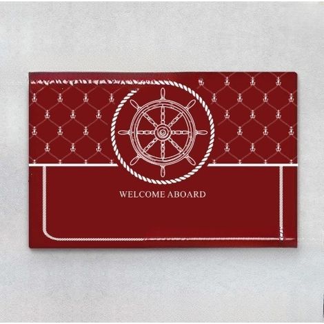 New Welcome Aboard Doormat 80x50cm - Welcome Rug Pattern 03 - Red