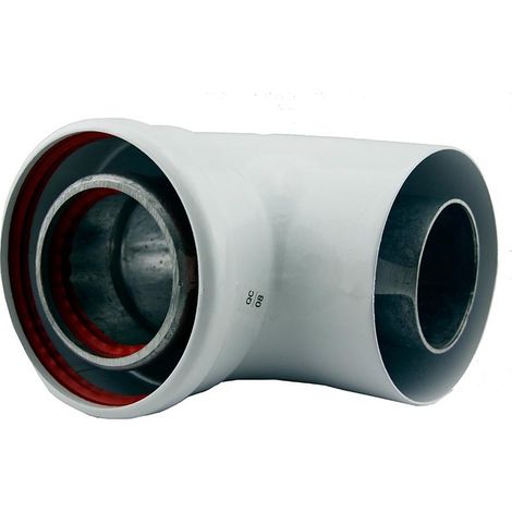 CODO COAXIAL 87º ALUMINIO BLANCO Ø 60/100 MM  - CCMH87100